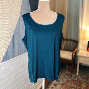 Calvin Klein Teal Sparkly Metallic Stretchy Tank Top